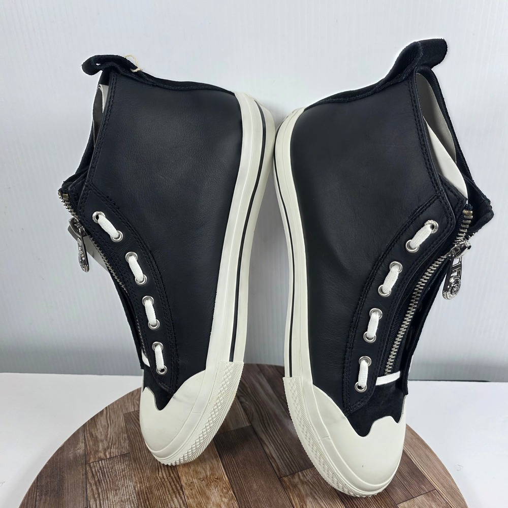 Diesel S-Astico Mzip Sneakers Men 12.5 Black White High Top Leather Suede Zip Up - Picture 8 of 11